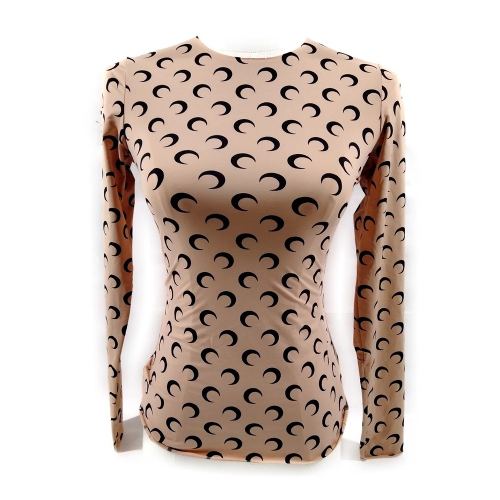 Marine Serre Beige and Black Women's Nylon Top